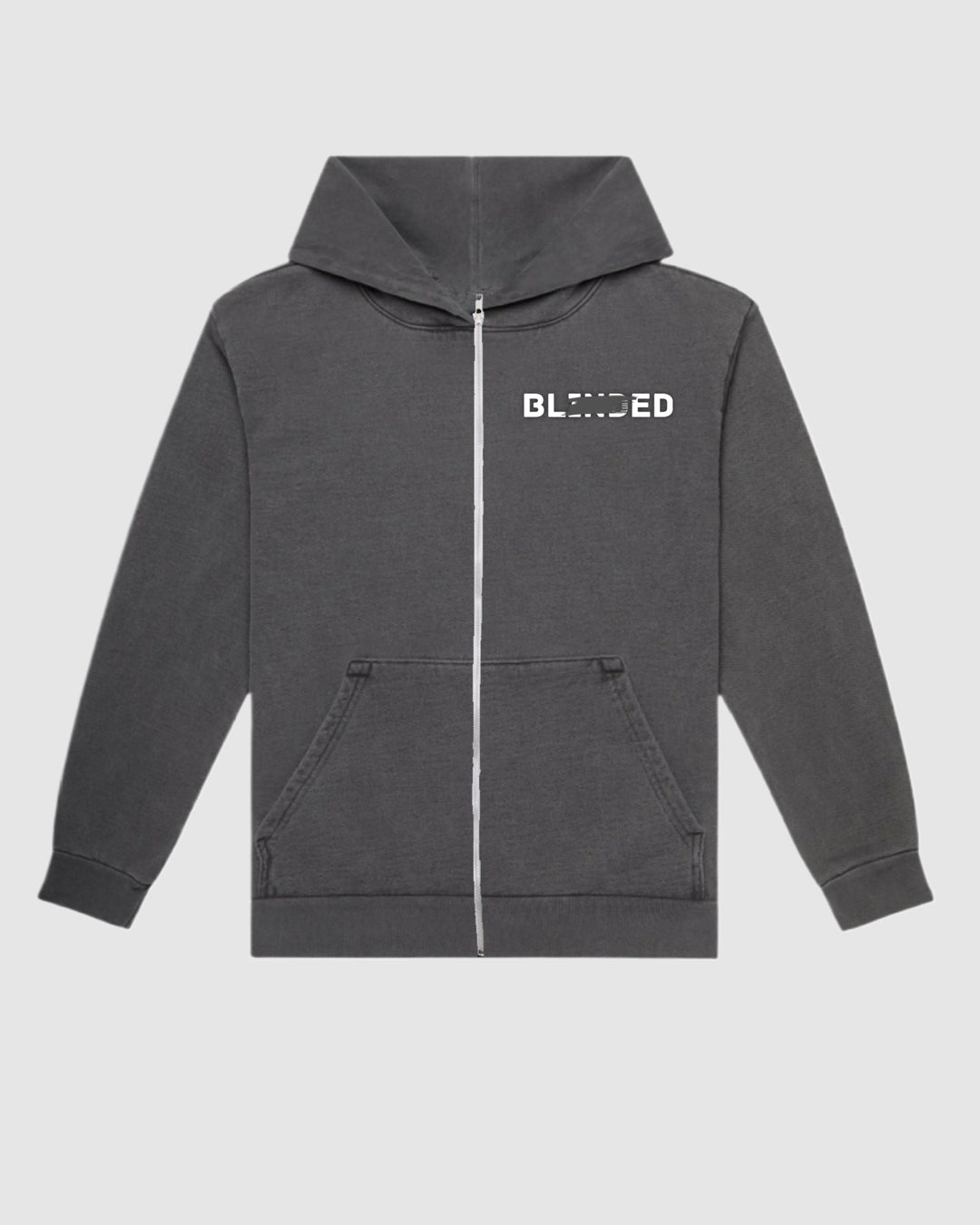 BLINDED EMBROIDERED ZIPUP GREY