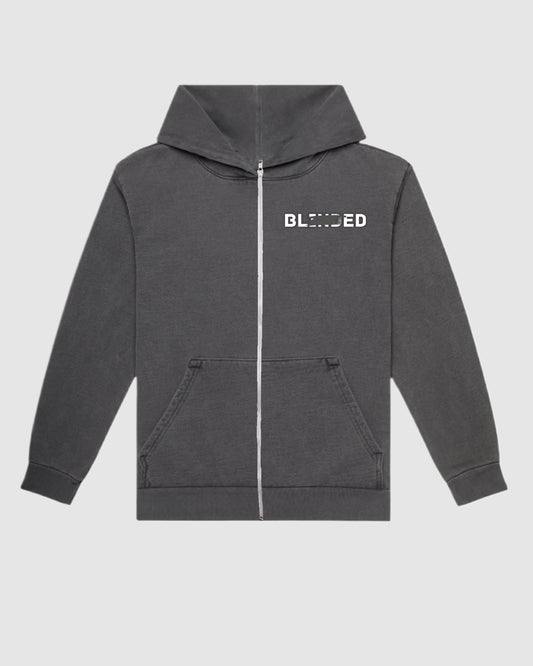 BLINDED EMBROIDERED ZIPUP GREY